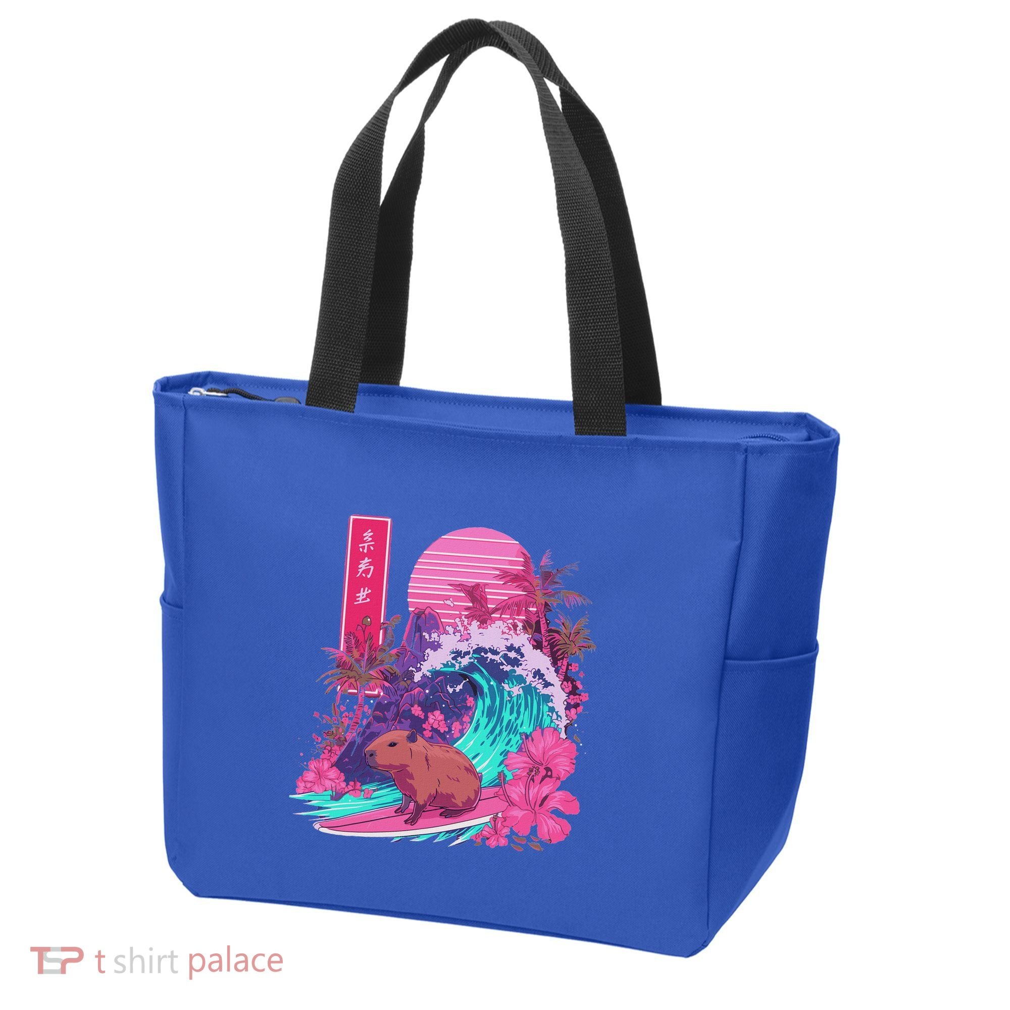 Japanese Capybara Surfing Wave Great Wave Japan Tote Bag