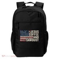 Jesus Coffee Sawdust Christian Carpenter Woodworking USA Backpack thumb 0