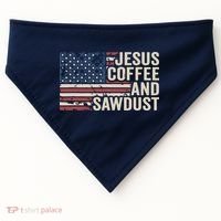 Jesus Coffee Sawdust Christian Carpenter Woodworking USA USA-Made Doggie Bandana thumb 0