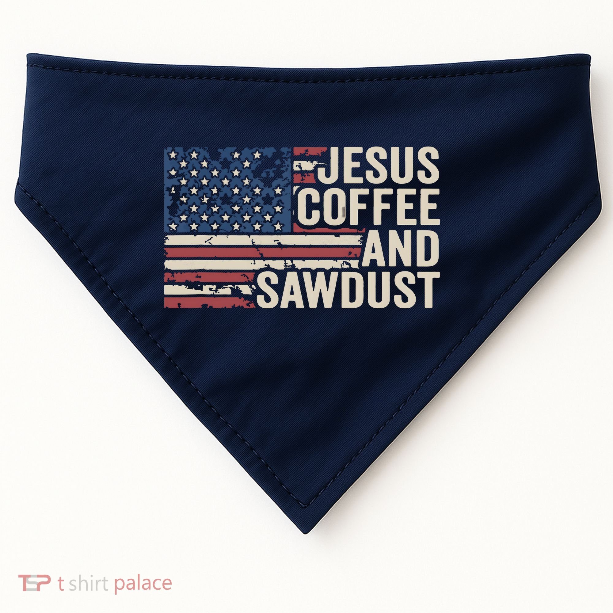 Jesus Coffee Sawdust Christian Carpenter Woodworking USA USA-Made Doggie Bandana