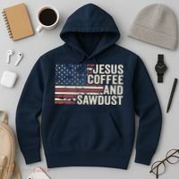 Jesus Coffee Sawdust Christian Carpenter Woodworking USA Hoodie thumb 3