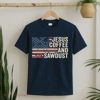 Jesus Coffee Sawdust Christian Carpenter Woodworking USA T-Shirt thumb 2