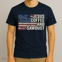 Jesus Coffee Sawdust Christian Carpenter Woodworking USA T-Shirt thumb 3
