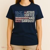 Jesus Coffee Sawdust Christian Carpenter Woodworking USA T-Shirt thumb 4