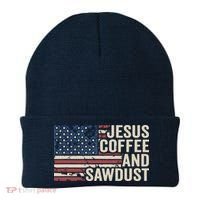 Jesus Coffee Sawdust Christian Carpenter Woodworking USA Beanie thumb 0