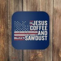Jesus Coffee Sawdust Christian Carpenter Woodworking USA Coaster thumb 0