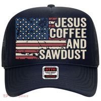 Jesus Coffee Sawdust Christian Carpenter Woodworking USA Hat thumb 0