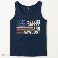 Jesus Coffee Sawdust Christian Carpenter Woodworking USA Tank Top thumb 2