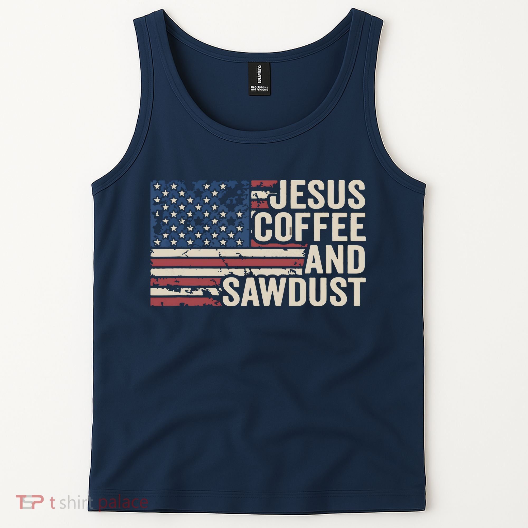 Jesus Coffee Sawdust Christian Carpenter Woodworking USA Tank Top