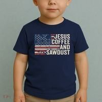 Jesus Coffee Sawdust Christian Carpenter Woodworking USA Toddler T-Shirt thumb 2