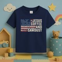 Jesus Coffee Sawdust Christian Carpenter Woodworking USA Toddler T-Shirt thumb 3