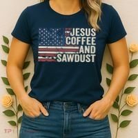 Jesus Coffee Sawdust Christian Carpenter Woodworking USA Women's T-Shirt thumb 2