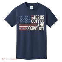 Jesus Coffee Sawdust Christian Carpenter Woodworking USA Kids T-Shirt thumb 0