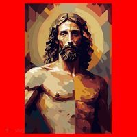 Jesus Christ Stained Glass Art Santa Hat thumb 1