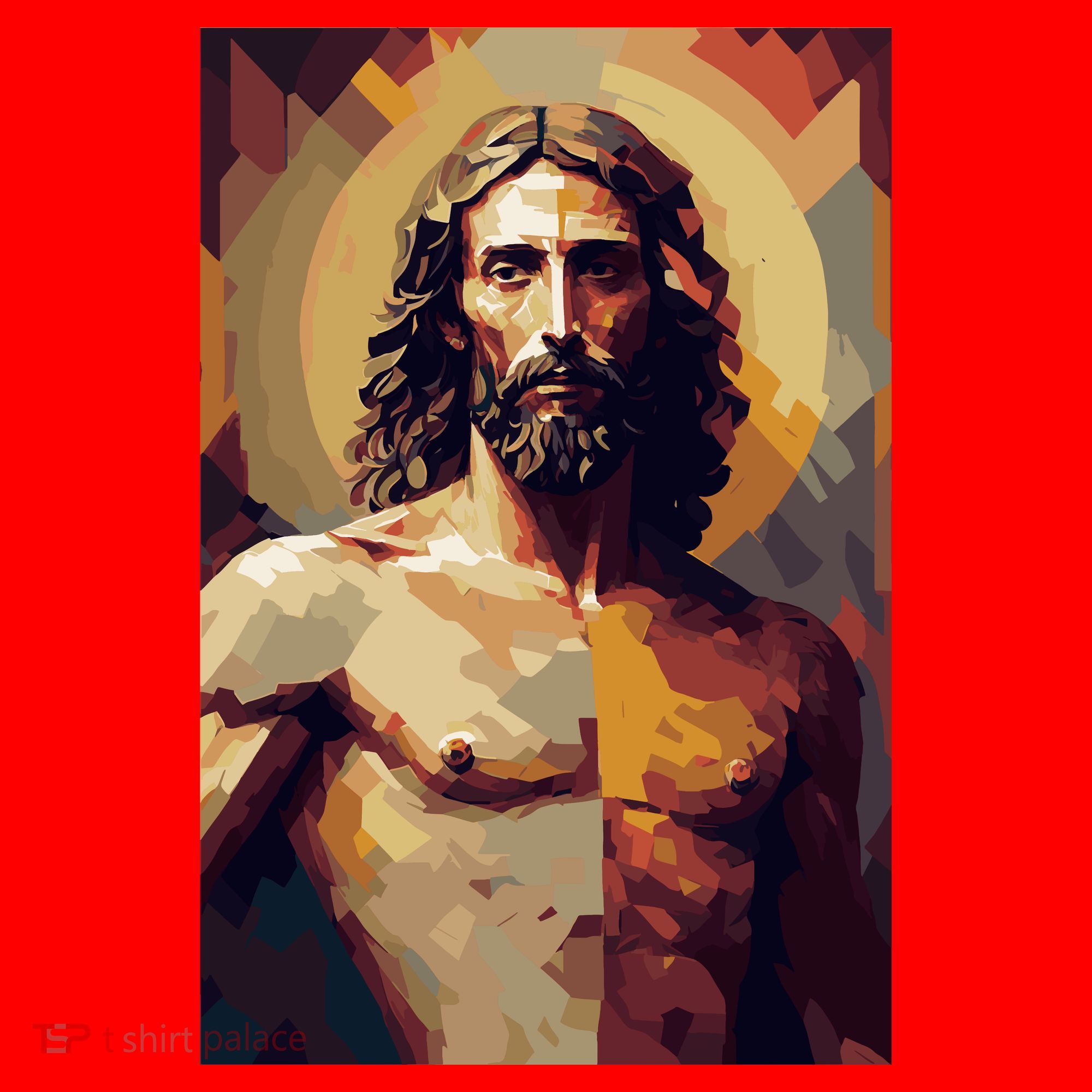Jesus Christ Stained Glass Art Santa Hat