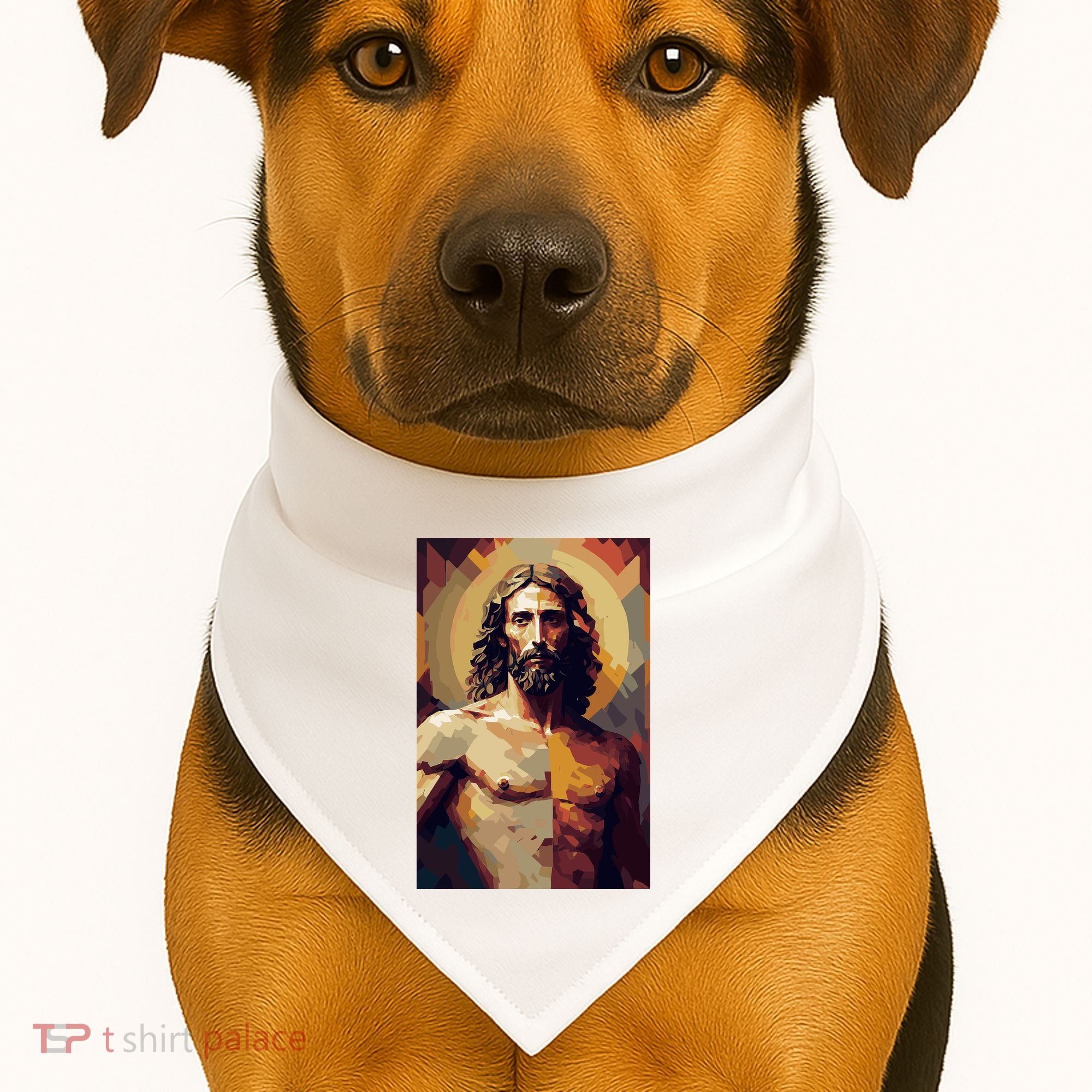 Jesus Christ Stained Glass Art USA-Made Doggie Bandana