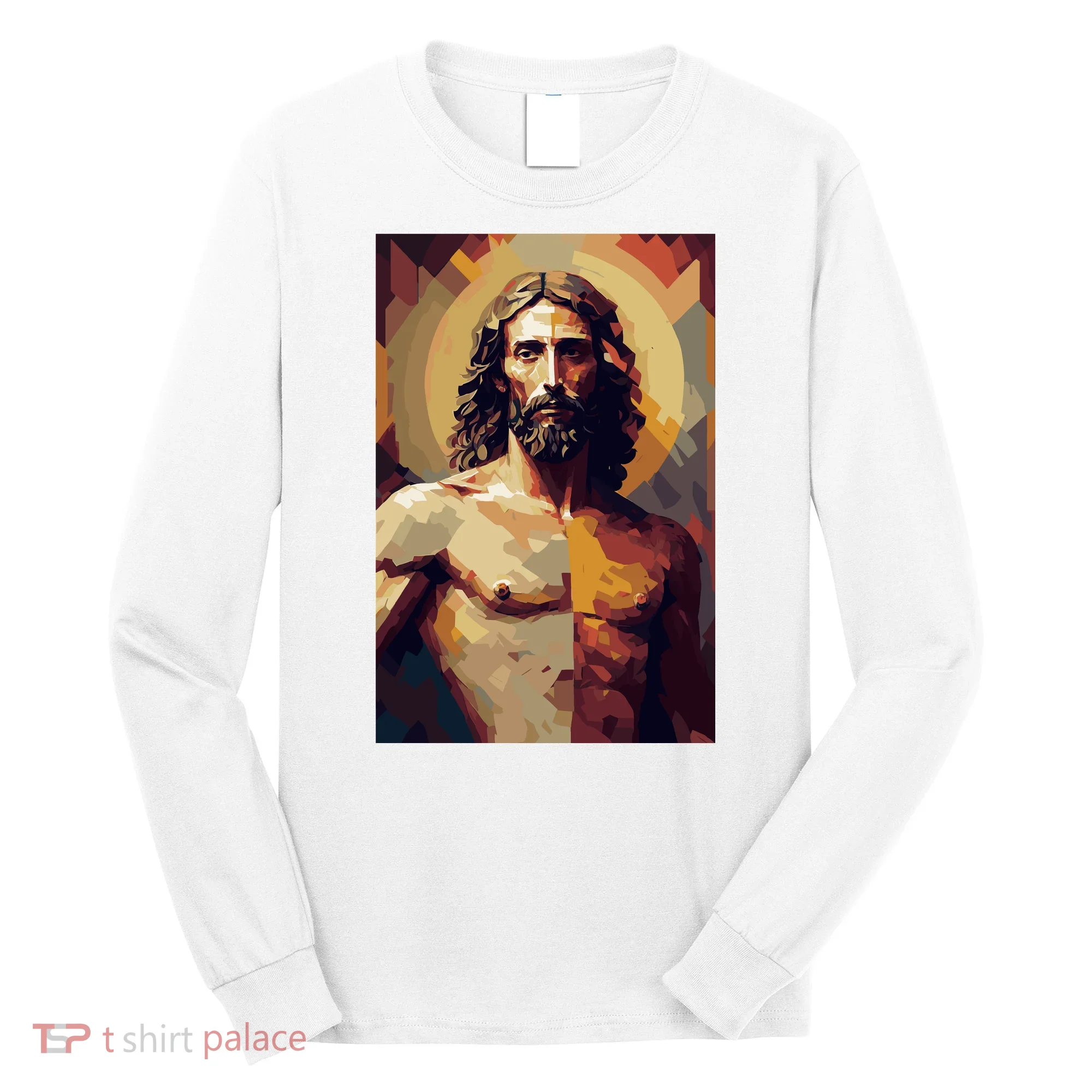 Jesus Christ Stained Glass Art Long Sleeve Shirt