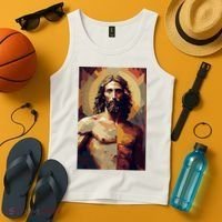 Jesus Christ Stained Glass Art Tank Top thumb 4