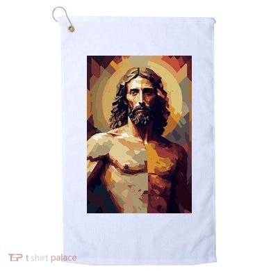 Jesus Christ Stained Glass Art Golf Towel