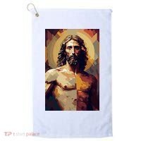 Jesus Christ Stained Glass Art Golf Towel thumb 0