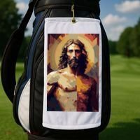 Jesus Christ Stained Glass Art Golf Towel thumb 2