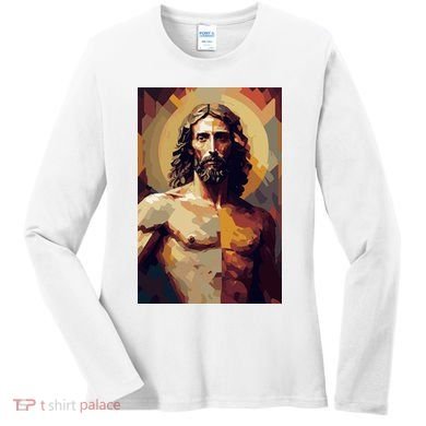 Jesus Christ Stained Glass Art Women's Long Sleeve Shirt