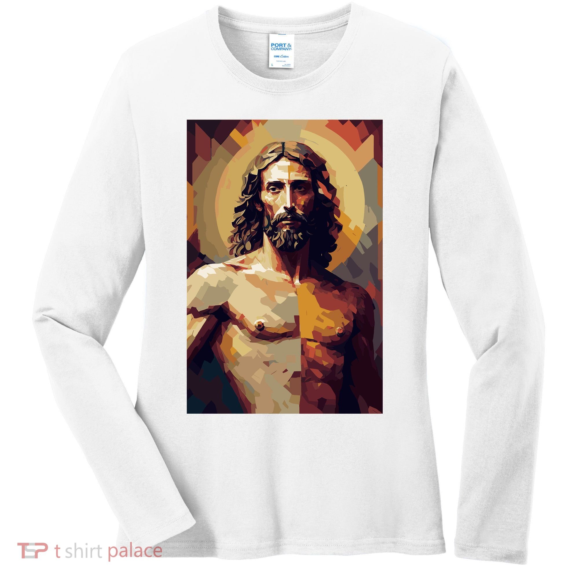 Jesus Christ Stained Glass Art Women's Long Sleeve Shirt
