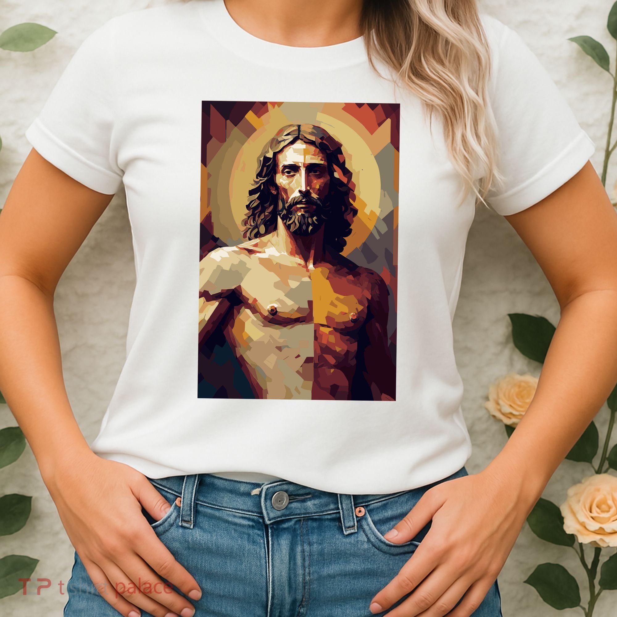 Jesus Christ Stained Glass Art Women's T-Shirt