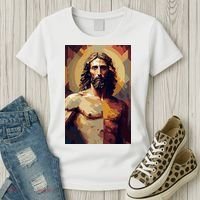 Jesus Christ Stained Glass Art Women's T-Shirt thumb 3