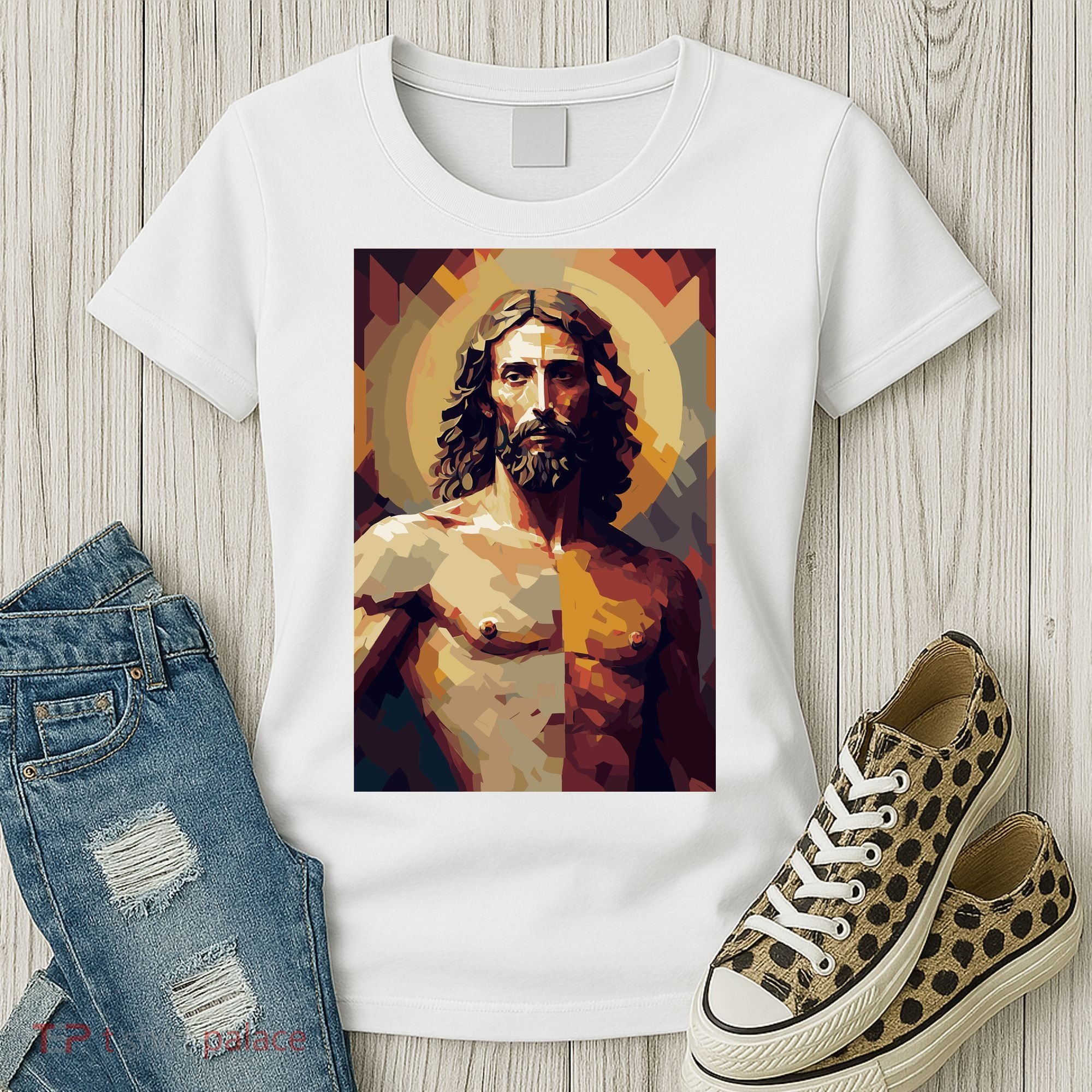 Jesus Christ Stained Glass Art Women's T-Shirt