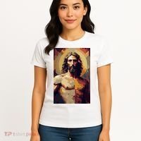 Jesus Christ Stained Glass Art Women's T-Shirt thumb 4