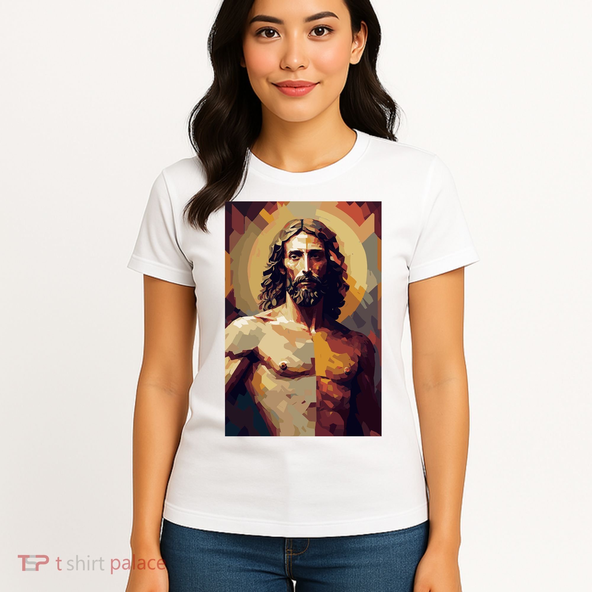 Jesus Christ Stained Glass Art Women's T-Shirt