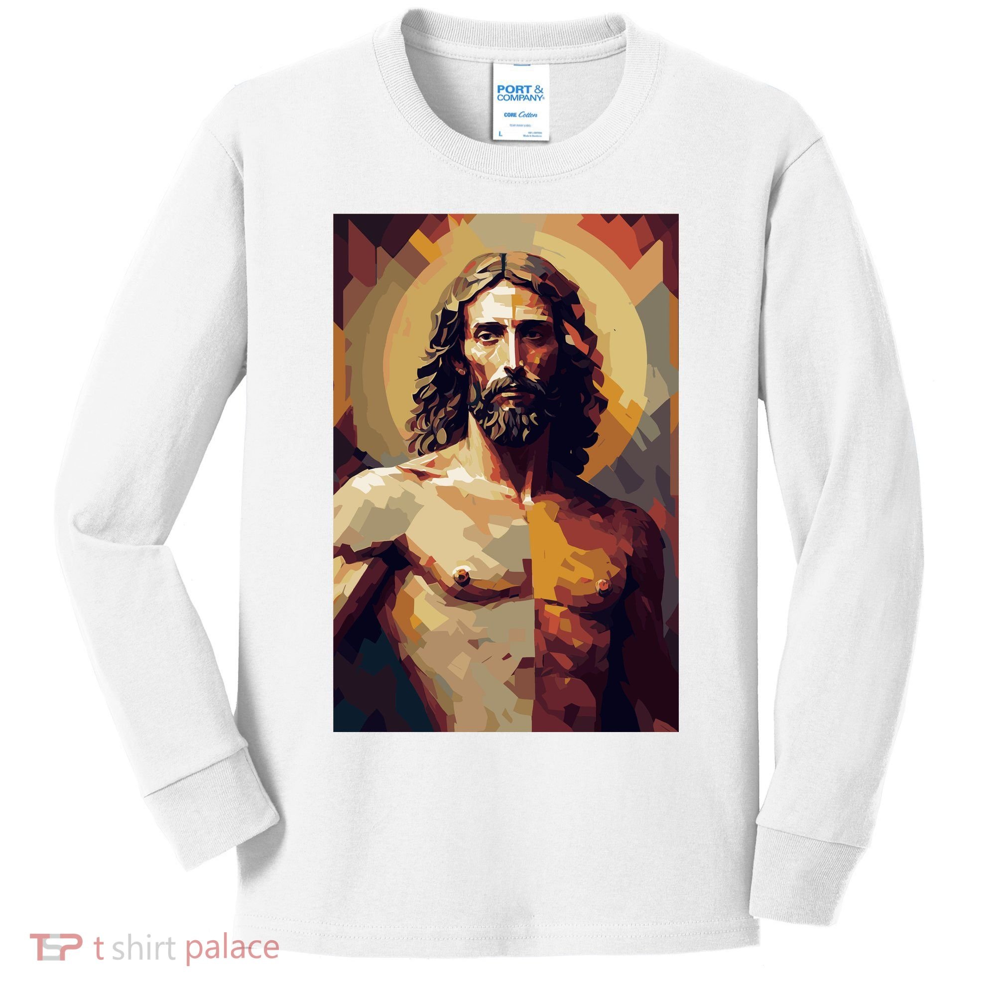 Jesus Christ Stained Glass Art Kids Long Sleeve Shirt