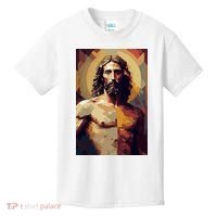Jesus Christ Stained Glass Art Kids T-Shirt thumb 0