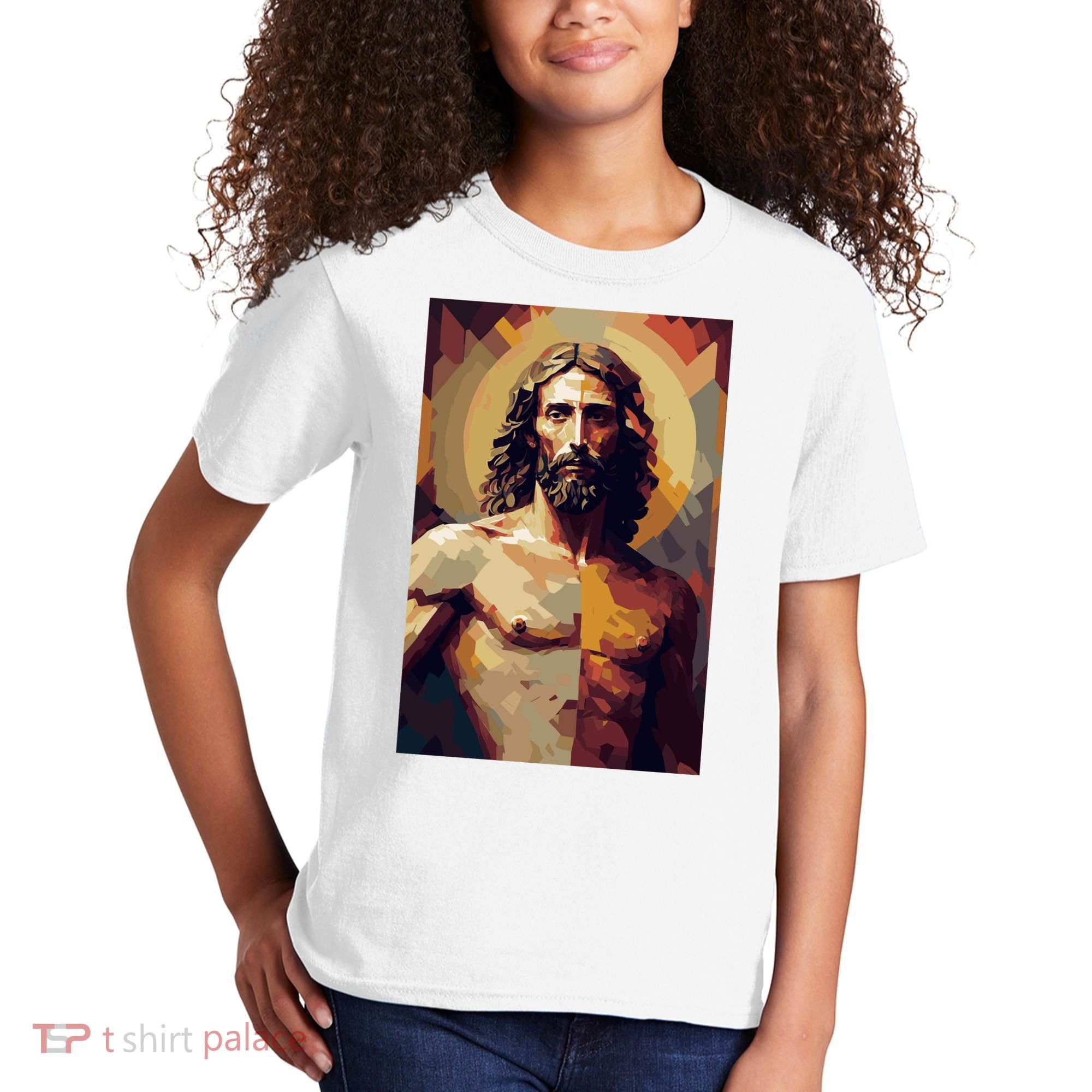 Jesus Christ Stained Glass Art Kids T-Shirt
