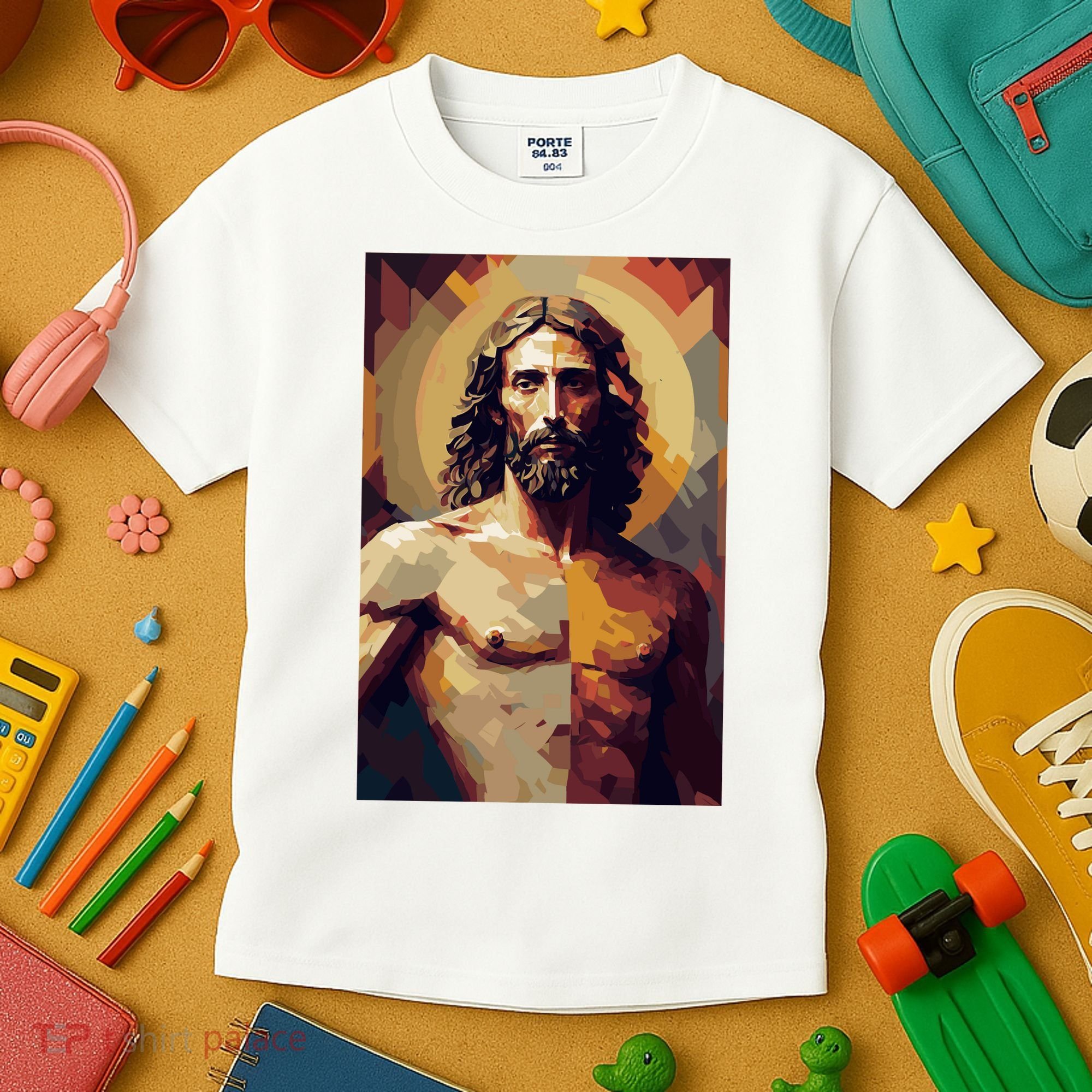 Jesus Christ Stained Glass Art Kids T-Shirt