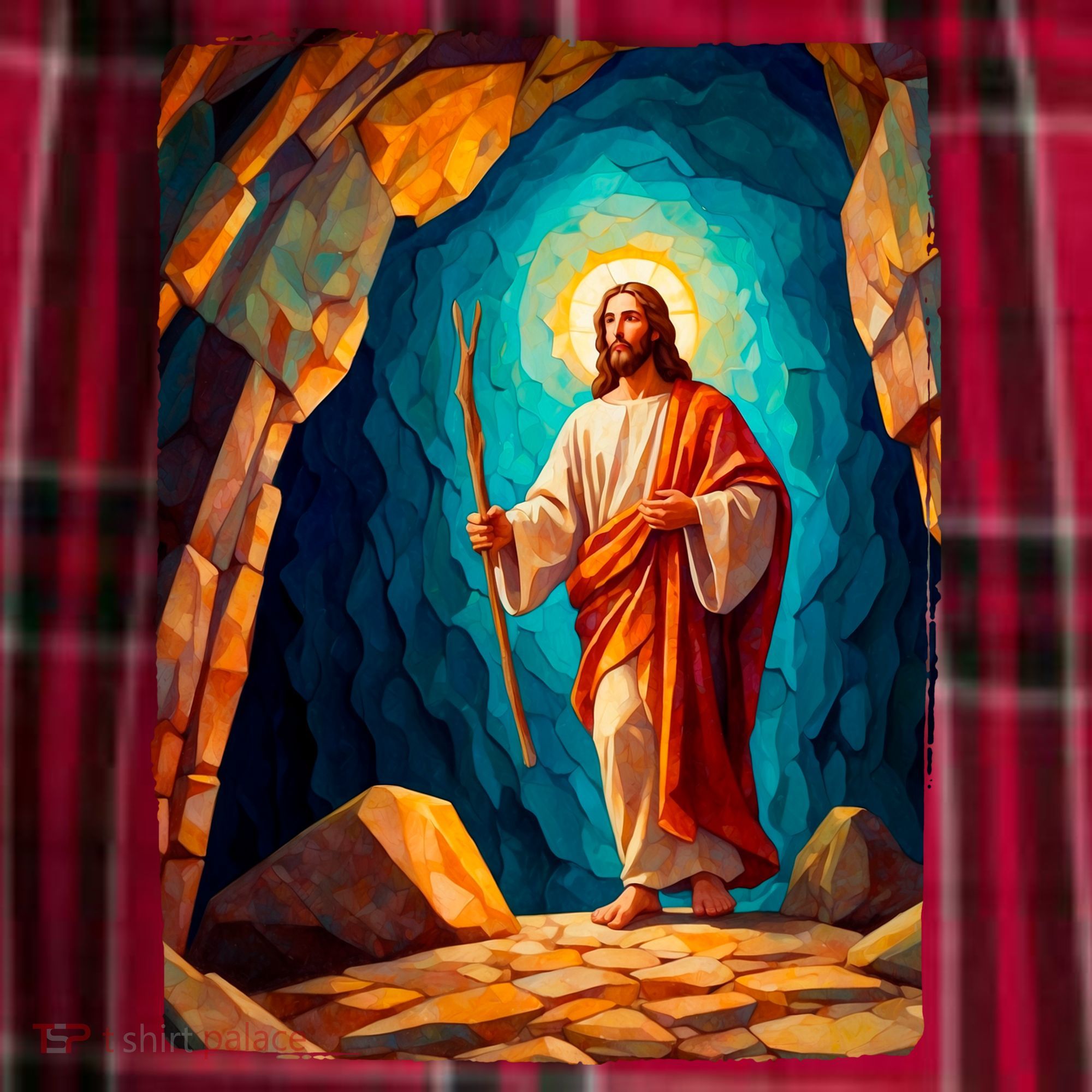 Jesus Christ Scene Portrait Men's Flannel Plaid Pajama Pants