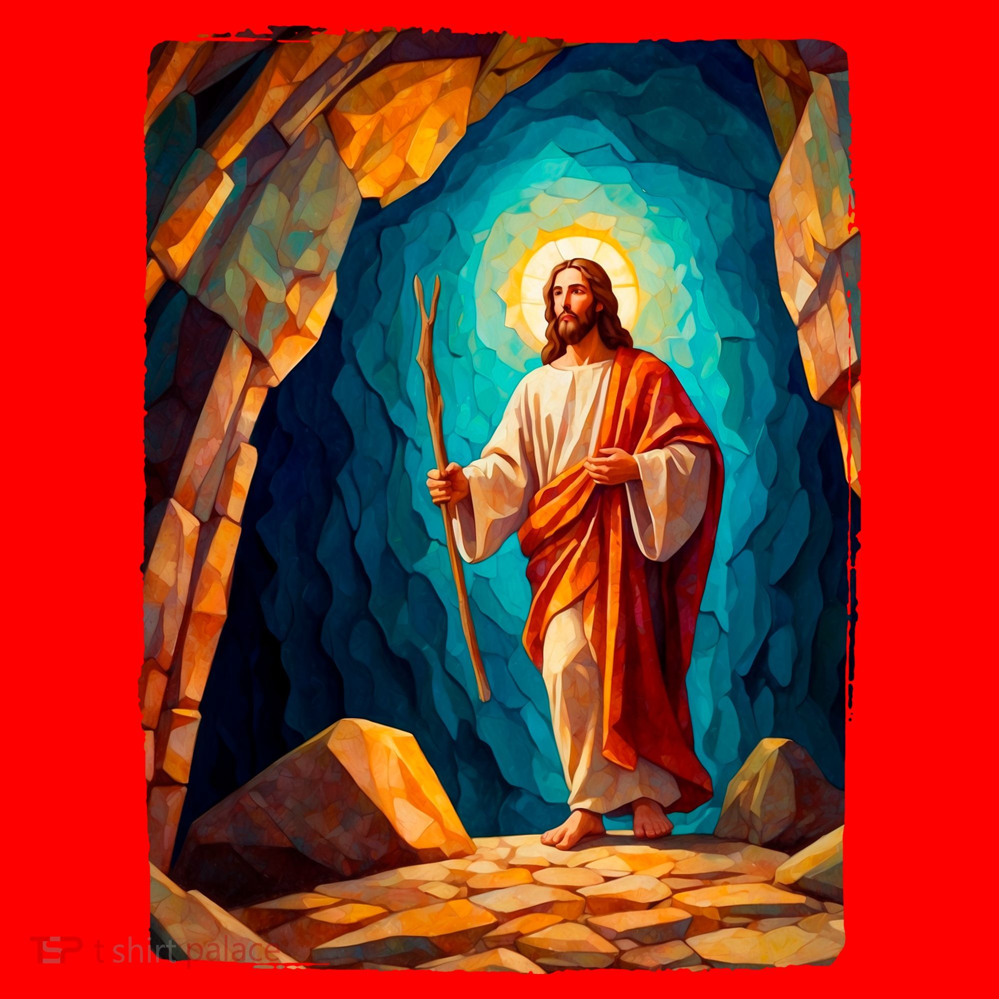 Jesus Christ Scene Portrait Santa Hat