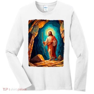 Jesus Christ Scene Portrait Women's Long Sleeve Shirt