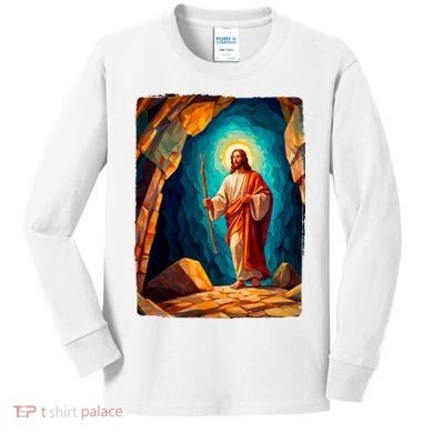 Jesus Christ Scene Portrait Kids Long Sleeve Shirt