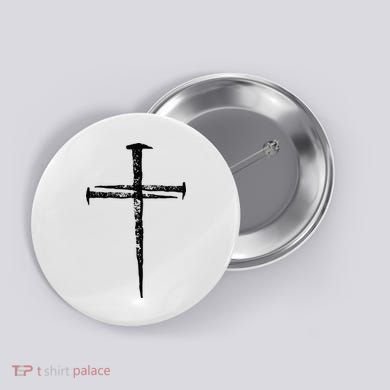 Jesus Cross Three Nails Christian Vintage Button