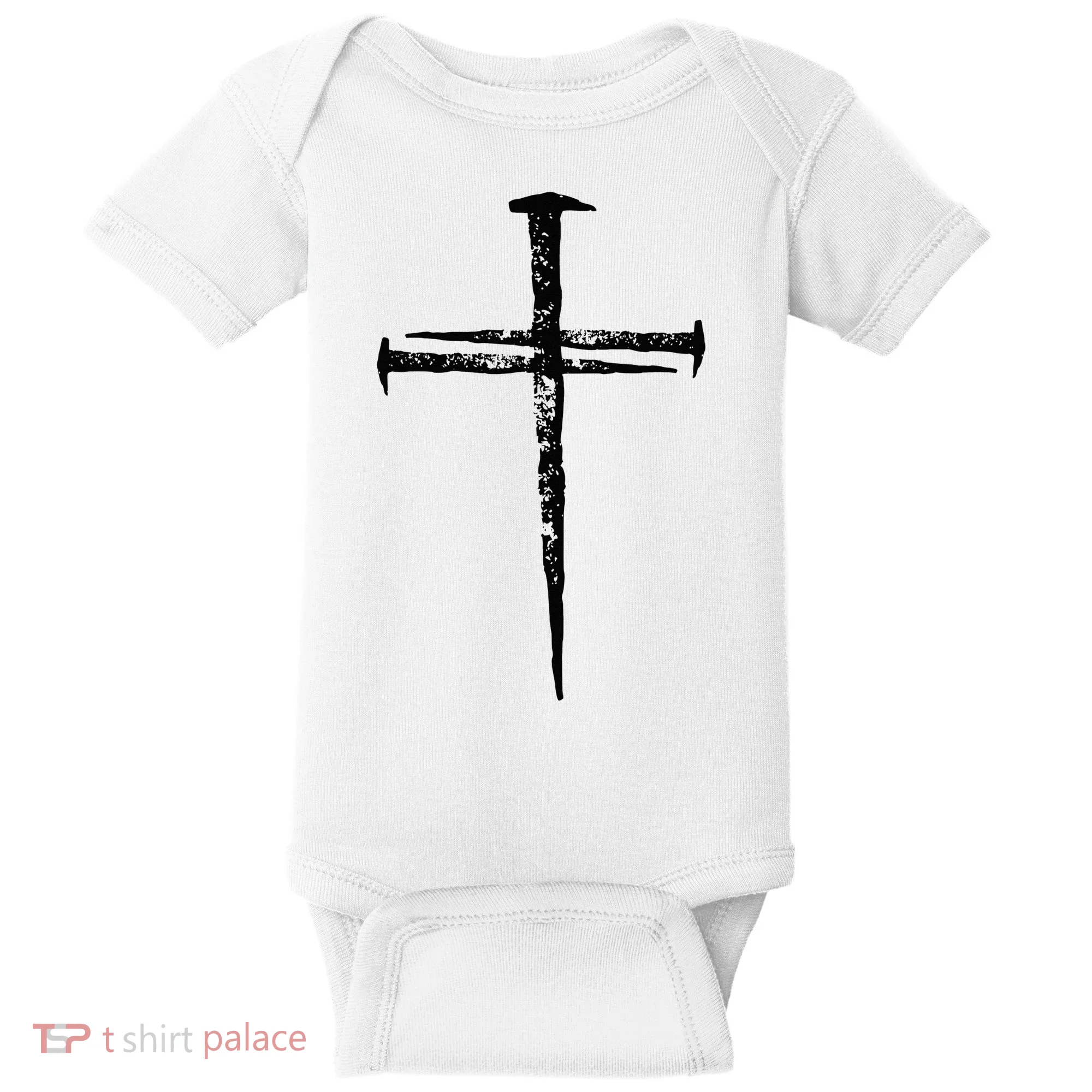 Jesus Cross Three Nails Christian Vintage Baby Bodysuit