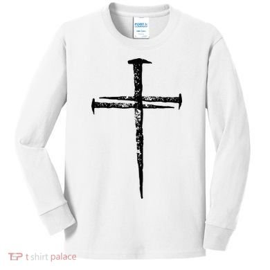 Jesus Cross Three Nails Christian Vintage Kids Long Sleeve Shirt