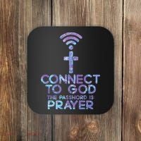 Jesus Christian Tee Connect To God The Password Is Prayer Coaster thumb 0