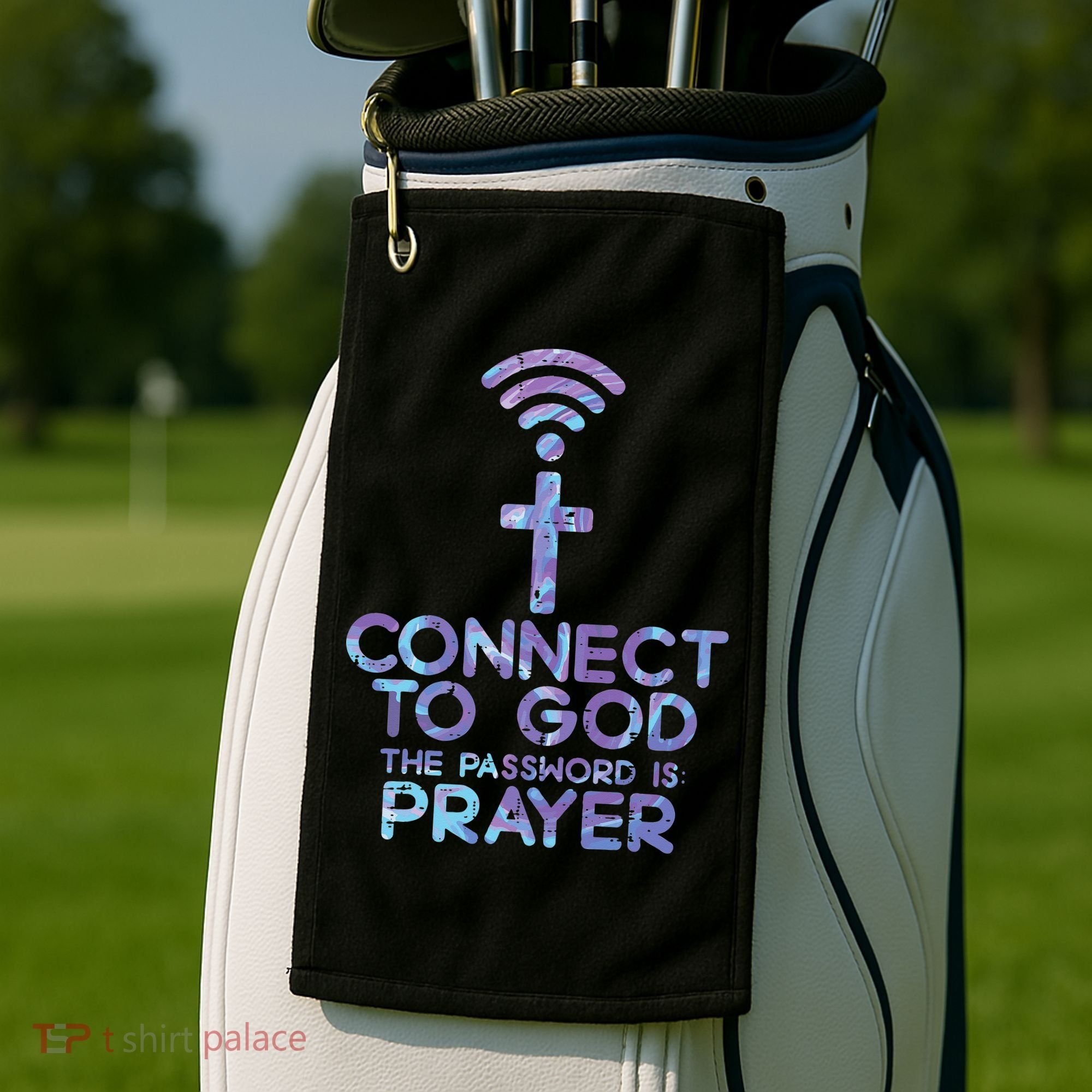 Jesus Christian Tee Connect To God The Password Is Prayer Golf Towel