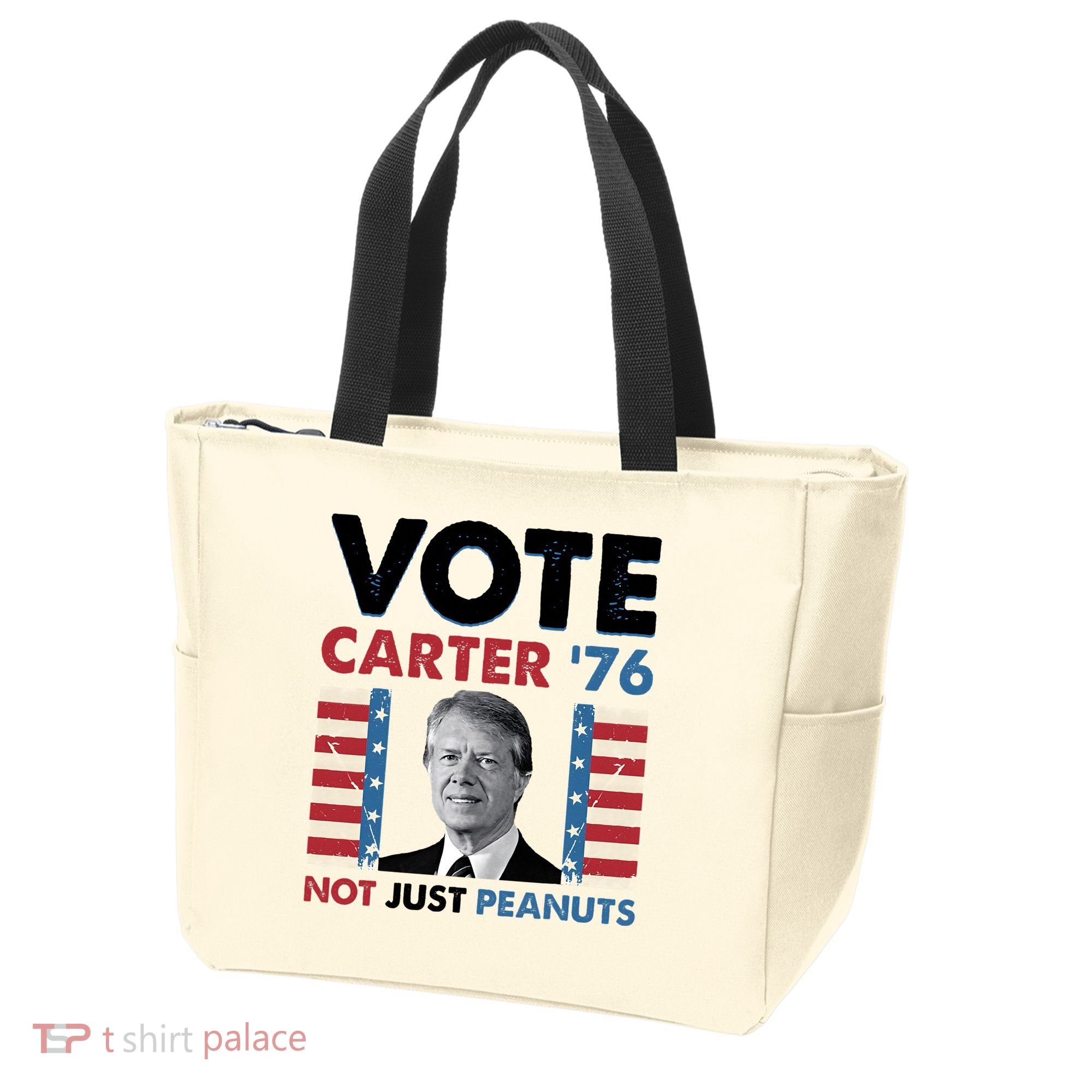 Jimmy Carter Vote Carter '76 Not Just Peanuts Tote Bag