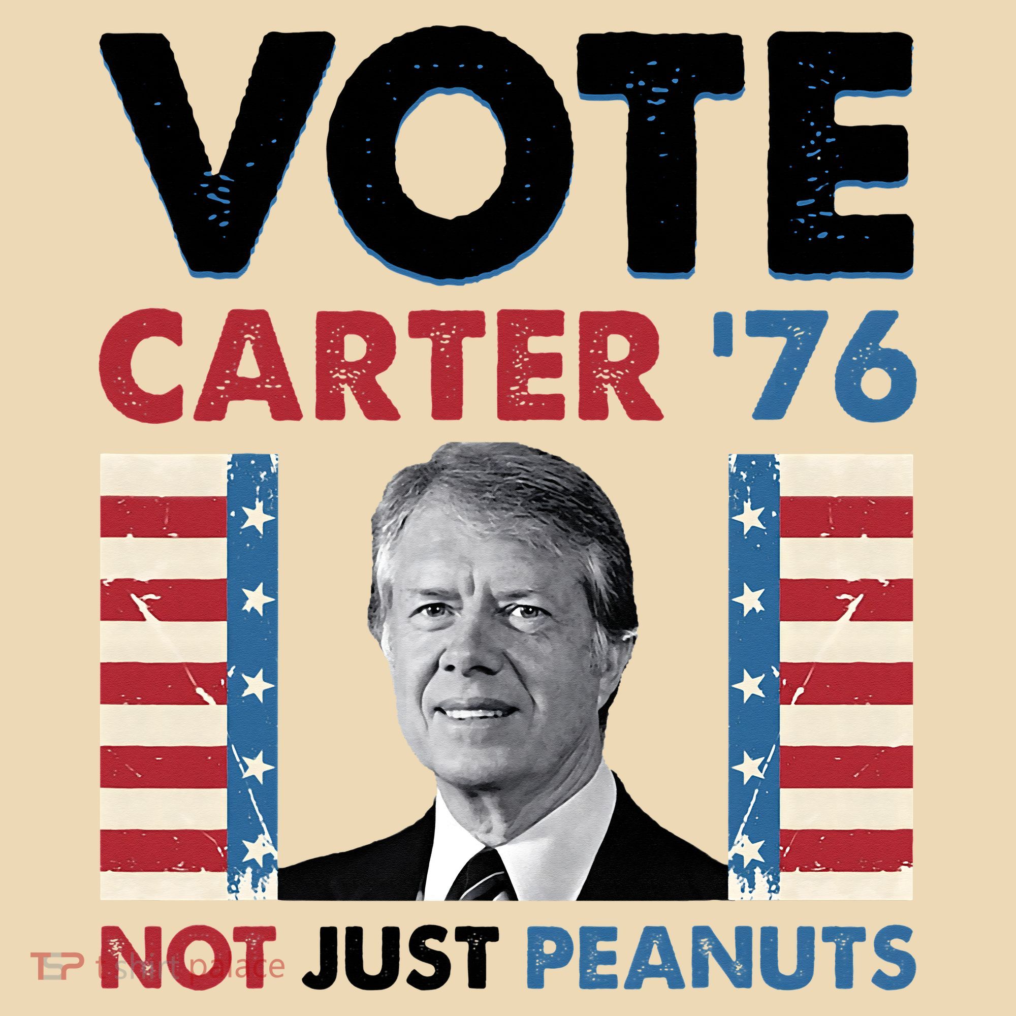 Jimmy Carter Vote Carter '76 Not Just Peanuts Tote Bag