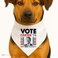 Jimmy Carter Vote Carter '76 Not Just Peanuts USA-Made Doggie Bandana thumb 1