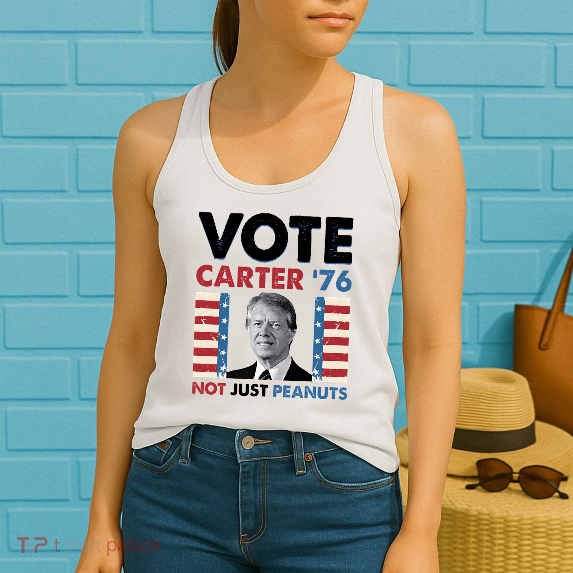 Jimmy Carter Vote Carter '76 Not Just Peanuts Women's Tank Top