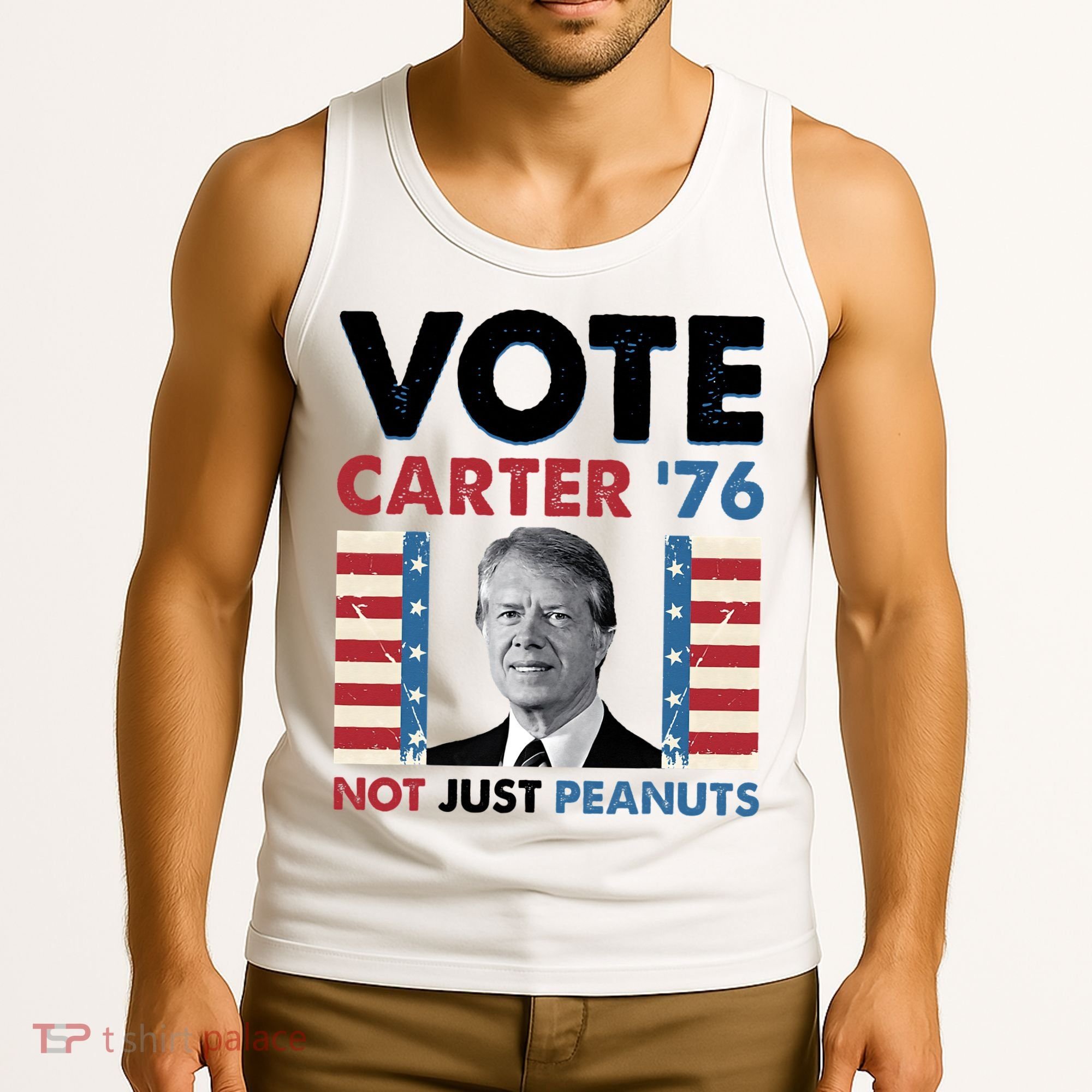 Jimmy Carter Vote Carter '76 Not Just Peanuts Tank Top